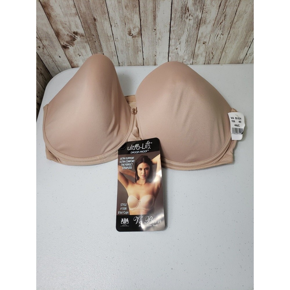 Va Bien Women's Beige Ultra Lift Full Cup Strapless Bra 46C  NEW